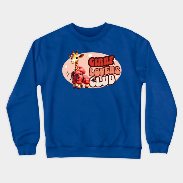 Cute Giraffe personified with red jacket Kids Crewneck Sweatshirt by Moonlight Forge Studio